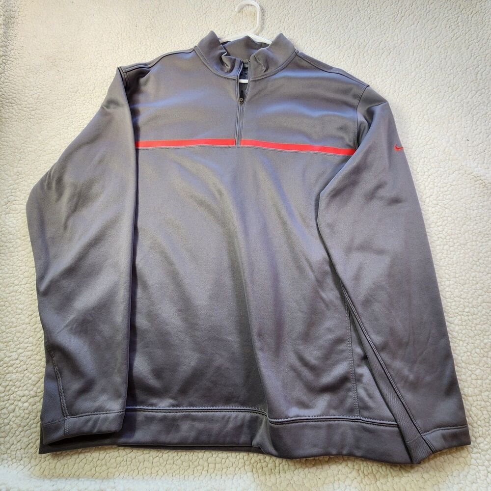 Nike Golf Tour Performance Therma-FIT 1/4 Zip Pullover Mens XL Gray Red